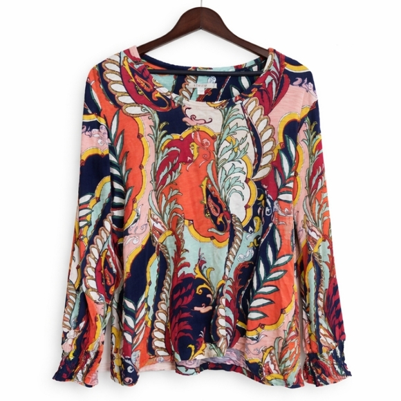 Chico's Tops - Chicos Multicolored Floral Cotton Modal Long Sleeve Plus Size Top 4 (XXL)
